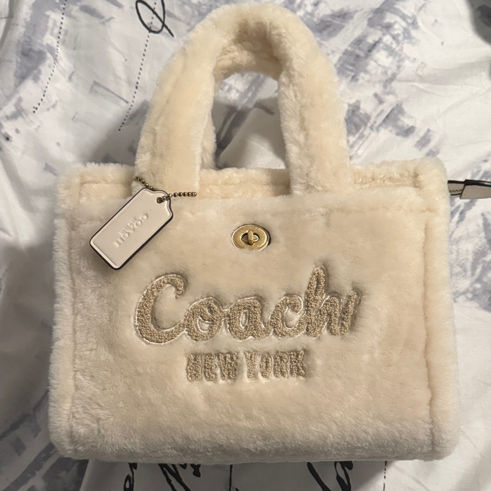 Coach Ivory Faux Fur Tote